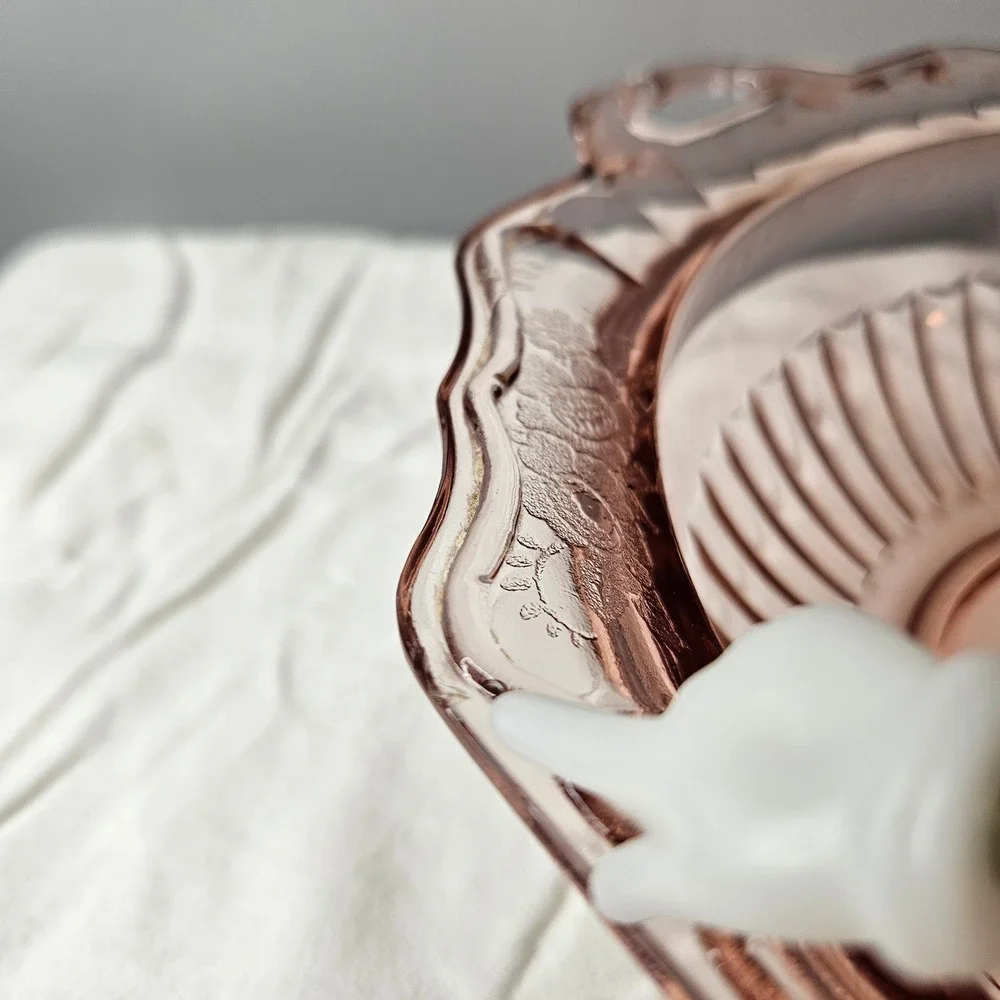 Federal Glass Rose Mayfair Pattern Pink Depression Glass Serving Bowls Set of 2‎